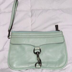Rebecca Minkoff Mint Green soft Leather Wristlet bag